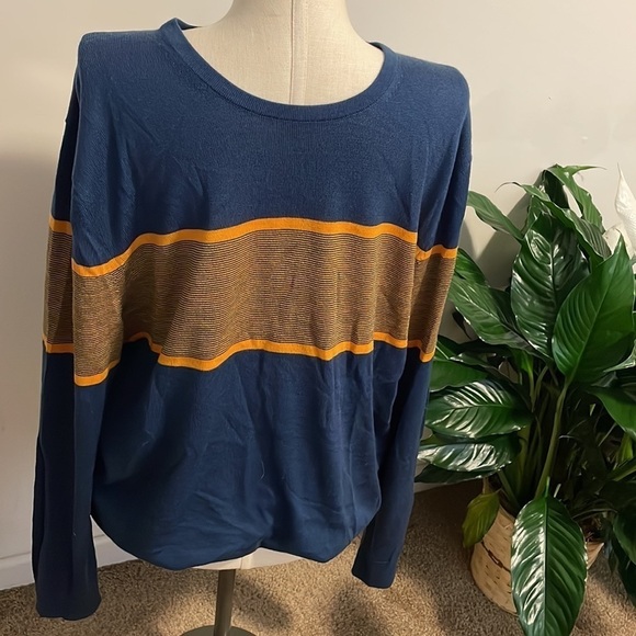Banana Republic Factory Wool Sweater Mens Blue Gold long sleeve shirt New Sz XXL - Picture 5 of 5